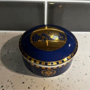 Tiffany & Co Blue and Gold Globe Nautical Compass Trinket Dish with Lid - JAPAN